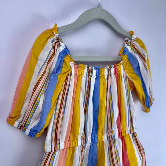 Janie and Jack, Striped Ruffle Romper, Multicolor Cotton, Summer Playwear - Picture 9 of 11